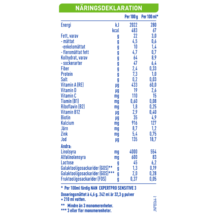 Nan Sensitive 3, 800g