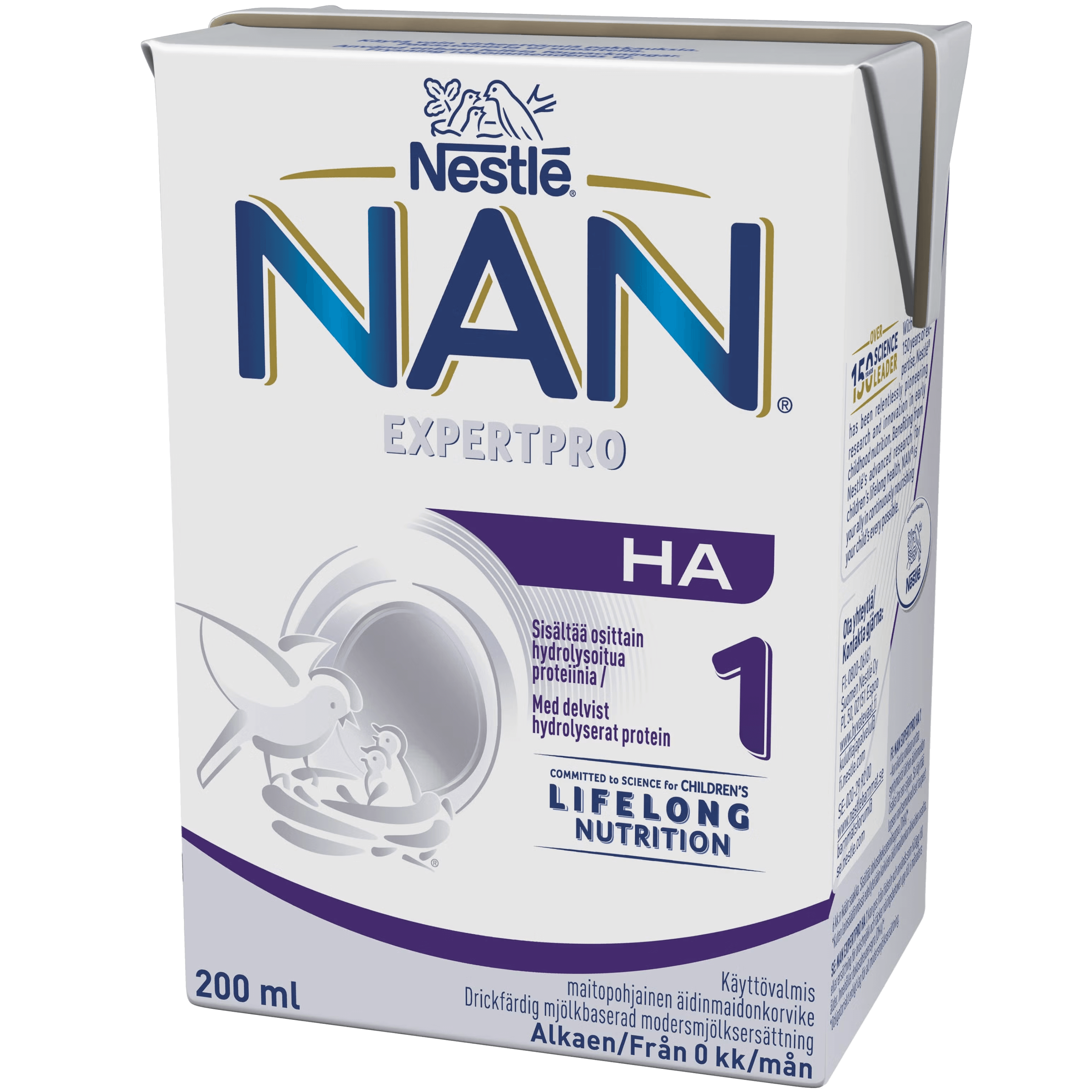 Nestlé NAN PRO 1 färdigblandad 200ml. Modersmjölksersättning för spädbarn från födseln.