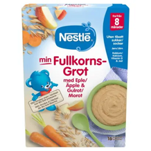 Nestlé min Fullkornsgröt med Äpple- & Morotflingor Från 8 månader Nestlé min Fullkornsgröt med Äpple- & Morotflingor Från 8 månader