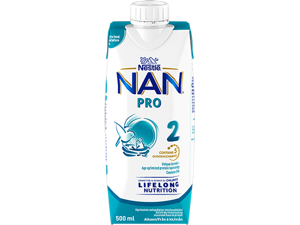 Nestlé NAN PRO 2, färdigblandad tillskottsnäring 500ml front Nestlé NAN PRO 2, färdigblandad tillskottsnäring 500ml front