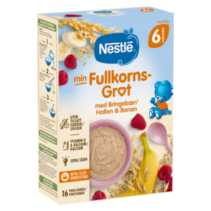 Min Fullkornsgröt med Hallon & Banan - Från 6 Månader
