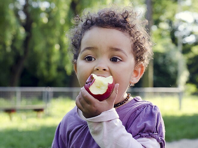 Child with apple